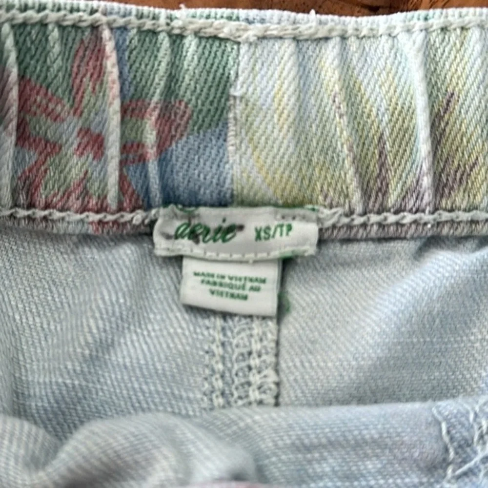Aerie Tropical Print Denim Shorts